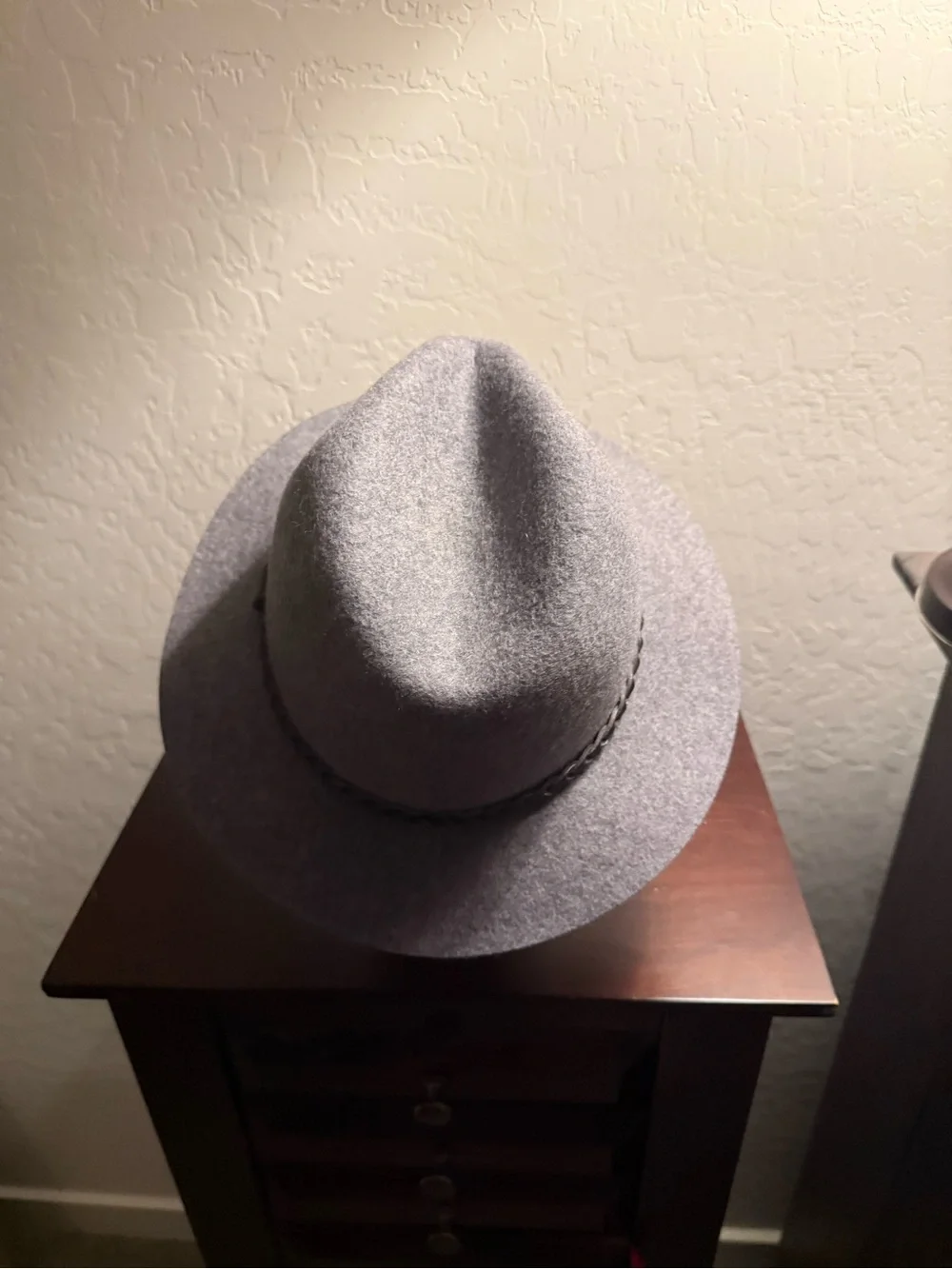 Grey Wool Fedora with Braided Band